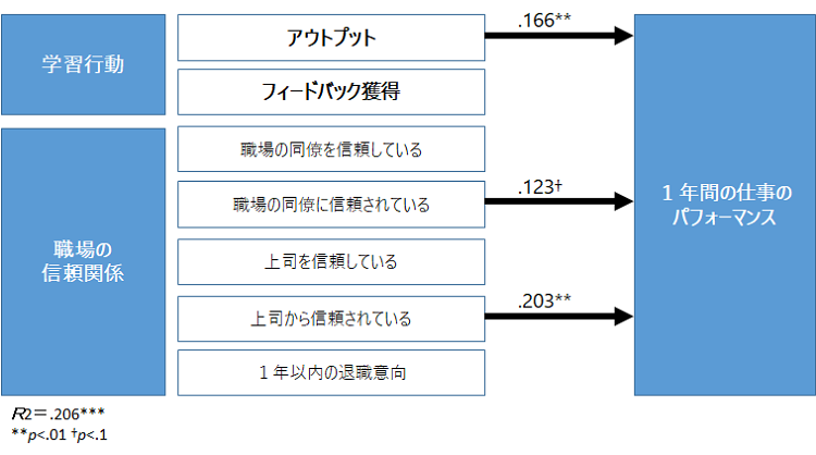 学習行動および職場の信頼関係が新人１年目の仕事のパフォーマンスに与える影響