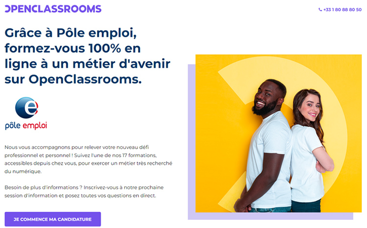 フランス職業安定所がOpenClassrooms社と連携して提供する無償のプログラム