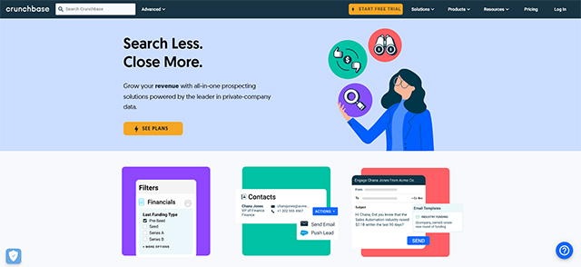 crunchbase.comのウェブサイト