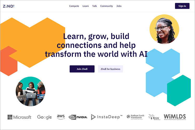 Zindiのウェブサイト