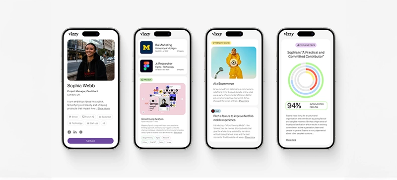 Vizzyのプロフィール画面