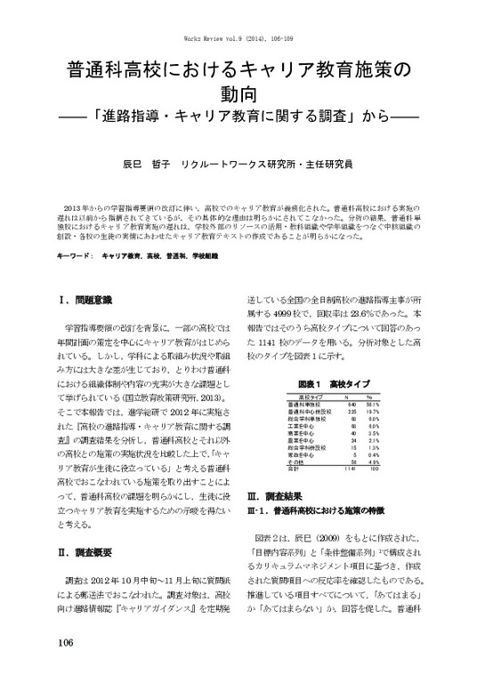 【活動報告】普通科高校におけるキャリア教育施策の動向