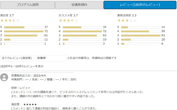 レビュー画面