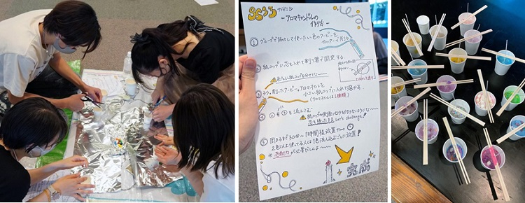 アロマキャンドル作りで、自身のリーダーシップを表現するゼミ生の様子