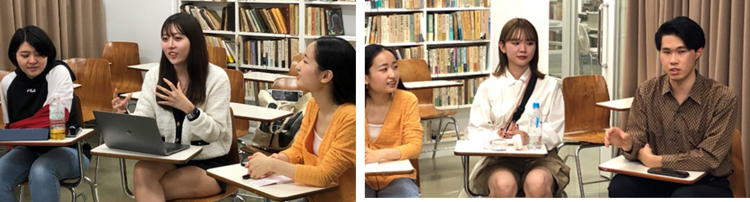 写真　インタビューに答えてくださった学生の方々。ありがとうございました