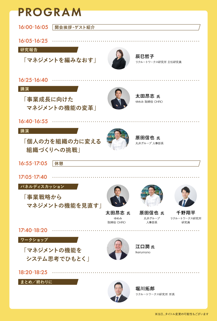 シンポジウムのプログラム