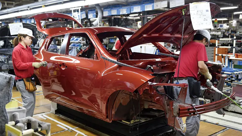 かつての日本の自動車工場の写真