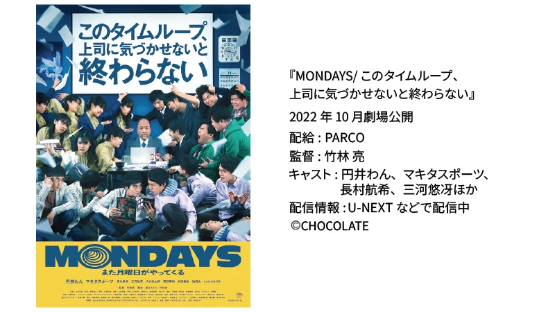 映画『MONDAYS／ このタイムループ、 上司に気づかせないと 終わらない』の情報